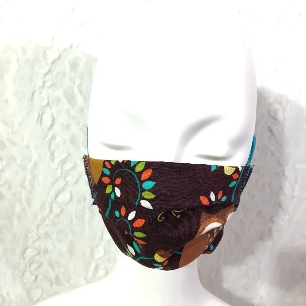 Owl leaves brown face mask PPE protection cover